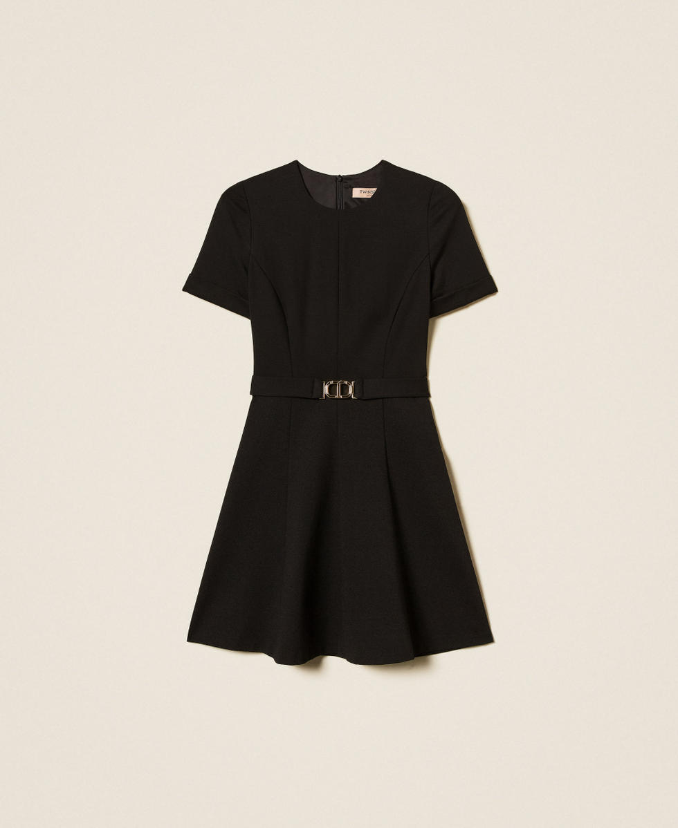 Short dress with Oval T buckle Black Woman 252TP2607_00006_S0