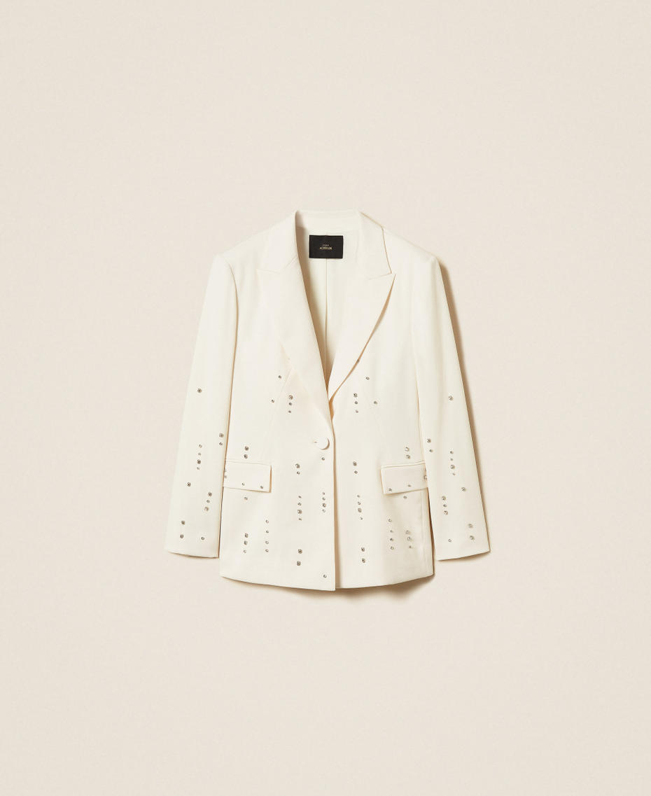 Blazer with hand embroidery White Snow Woman 252AT2010_00282_S0