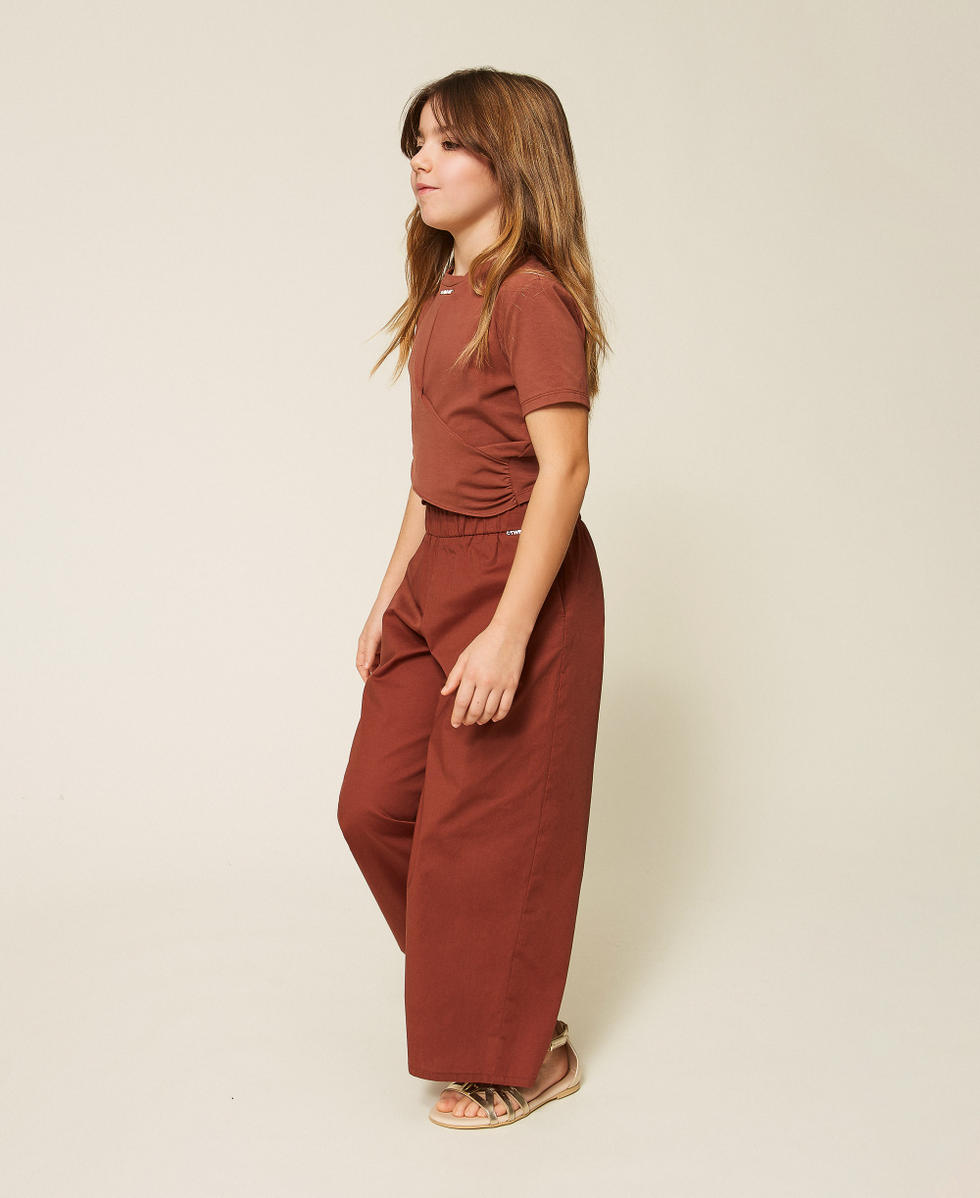 Cropped poplin trousers Dark Root Brown Girl 261GJ2019_13120_02