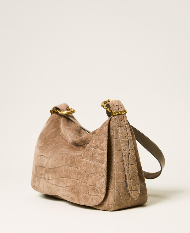 Borsa Liliane in suede a stampa cocco Grigio Light Taupe Donna 262TD8140_00718_02