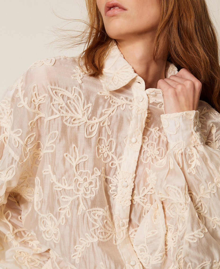 Muslin shirt with Cornely embroidery Parchment White Woman 261LB2UFF_00461_05