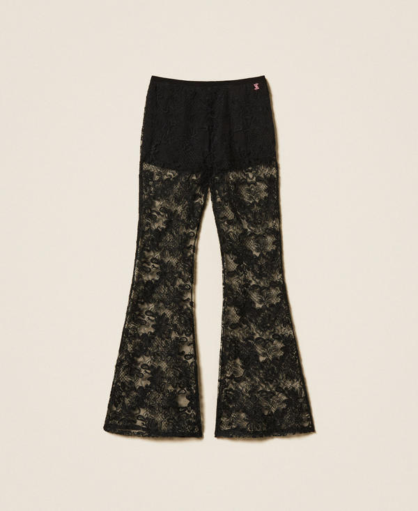 MYFO flared trousers with lace and embroidery