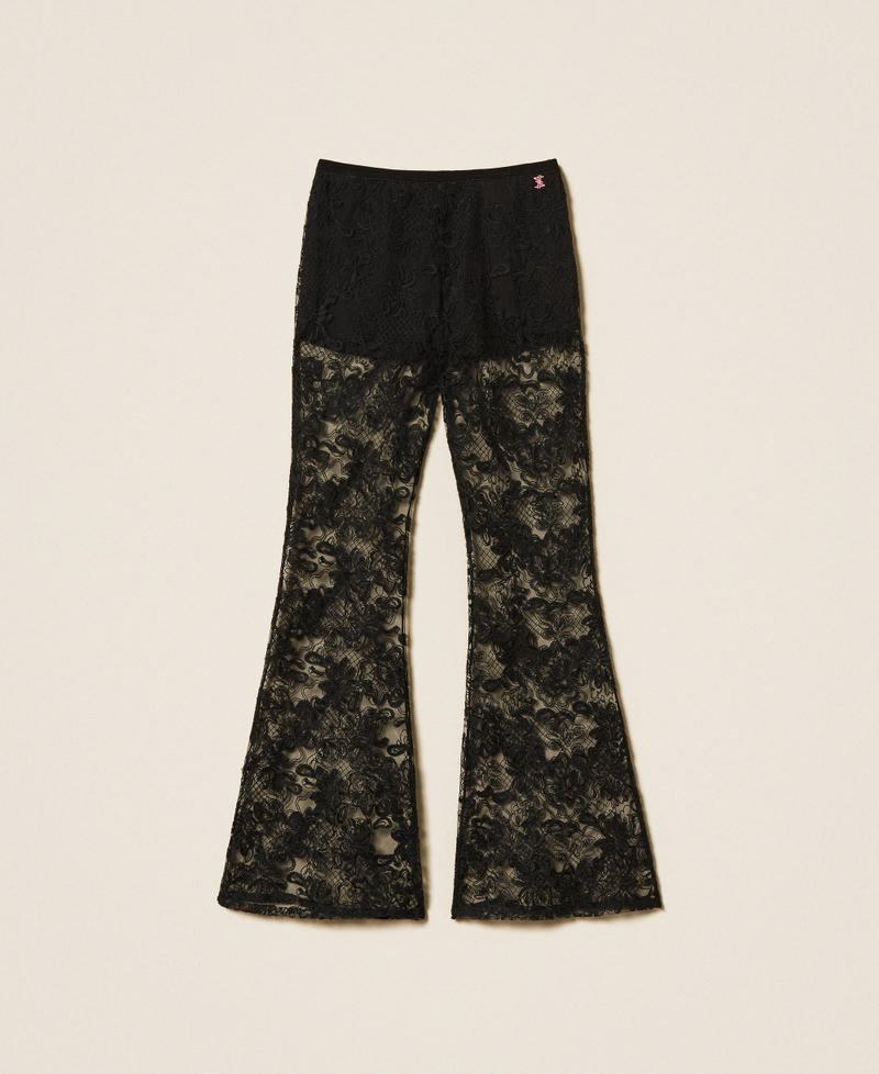 Pantaloni flare MYFO con pizzo e ricamo Nero Donna 261AQ2042_00006_S0