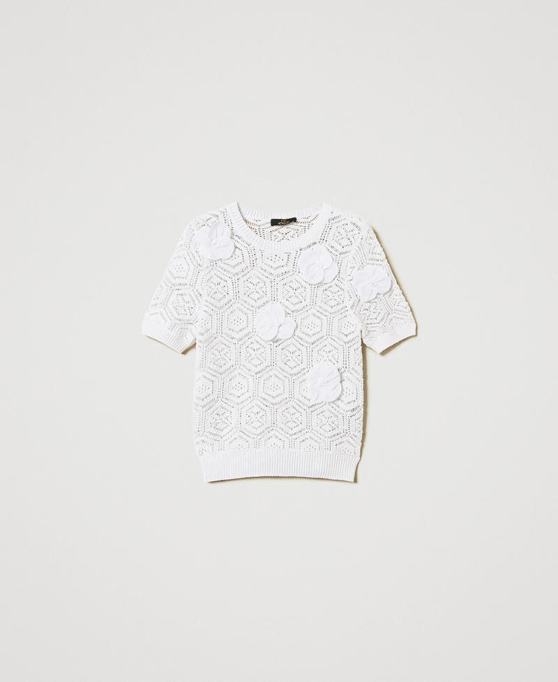 Maglia con fiori in organza Bianco "Papers" Donna 251AP3141_00840_S0