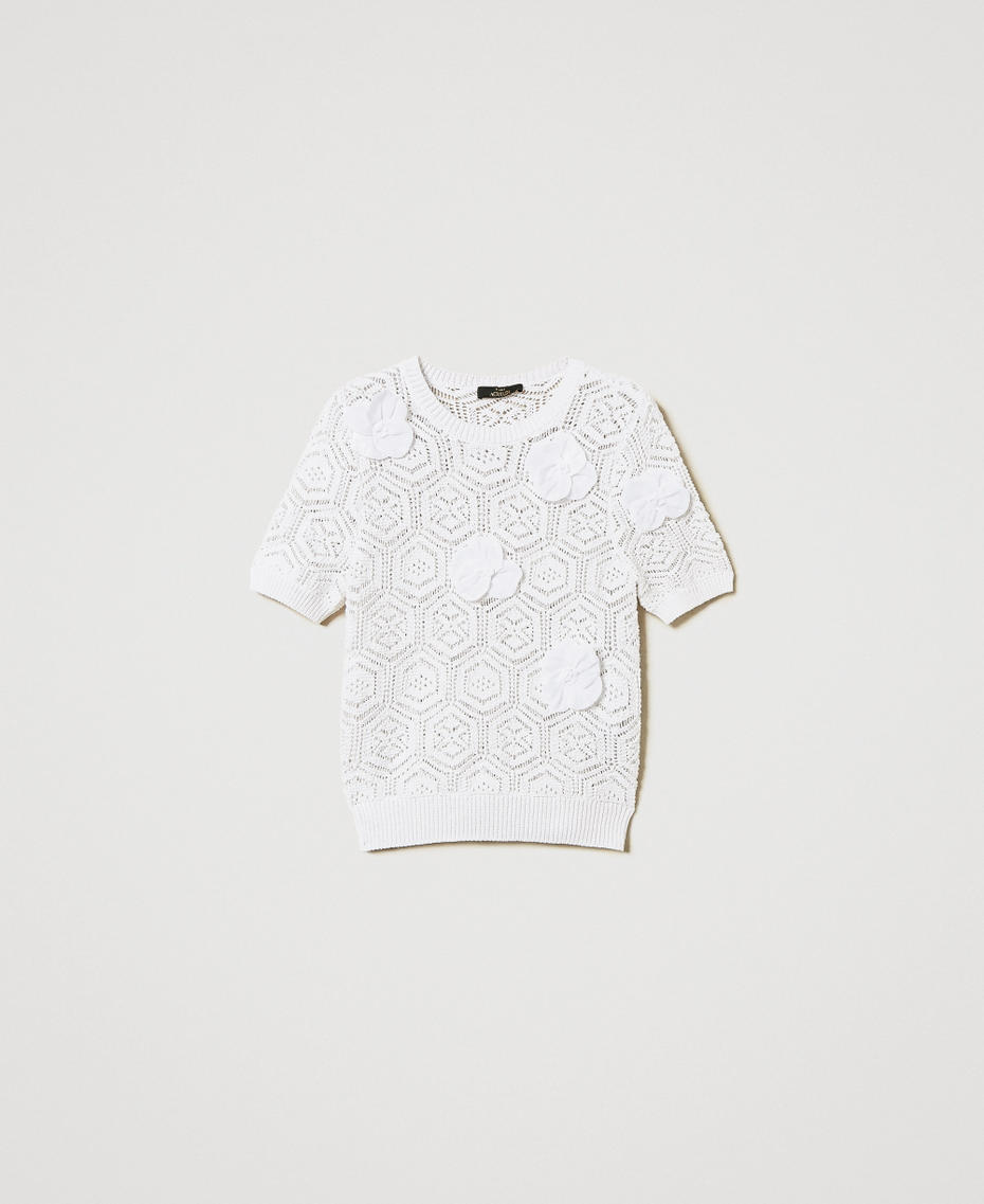 Maglia con fiori in organza Bianco "Papers" Donna 251AP3141_00840_S0