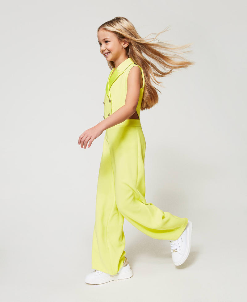 Crêpe and satin jumpsuit with cut-out Yellow Plum Girl 251GJ2QN4_12124_02