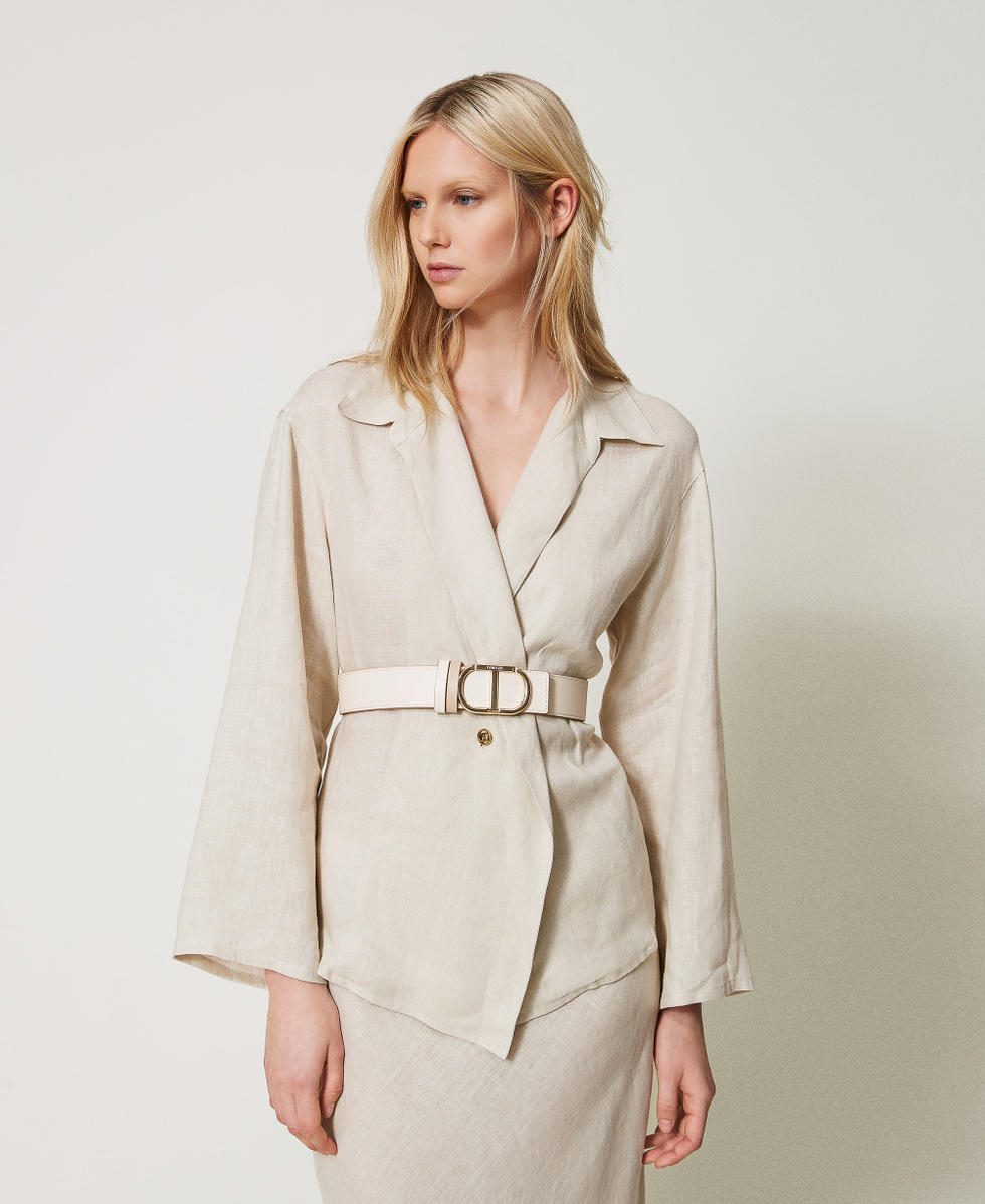 Chemise portefeuille en lin Beige &laquo;&nbsp;Sable Froid&nbsp;&raquo; Femme 251TF2017_07019_01