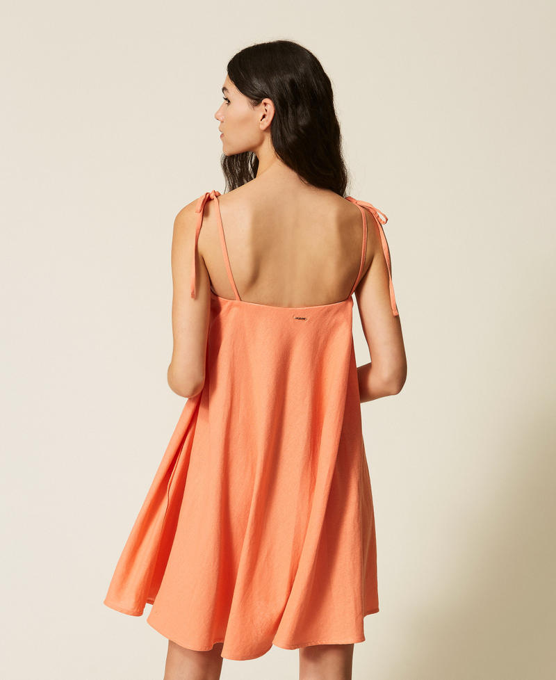 Short linen blend dress Peach Amber Woman 261TF2101_13417_03