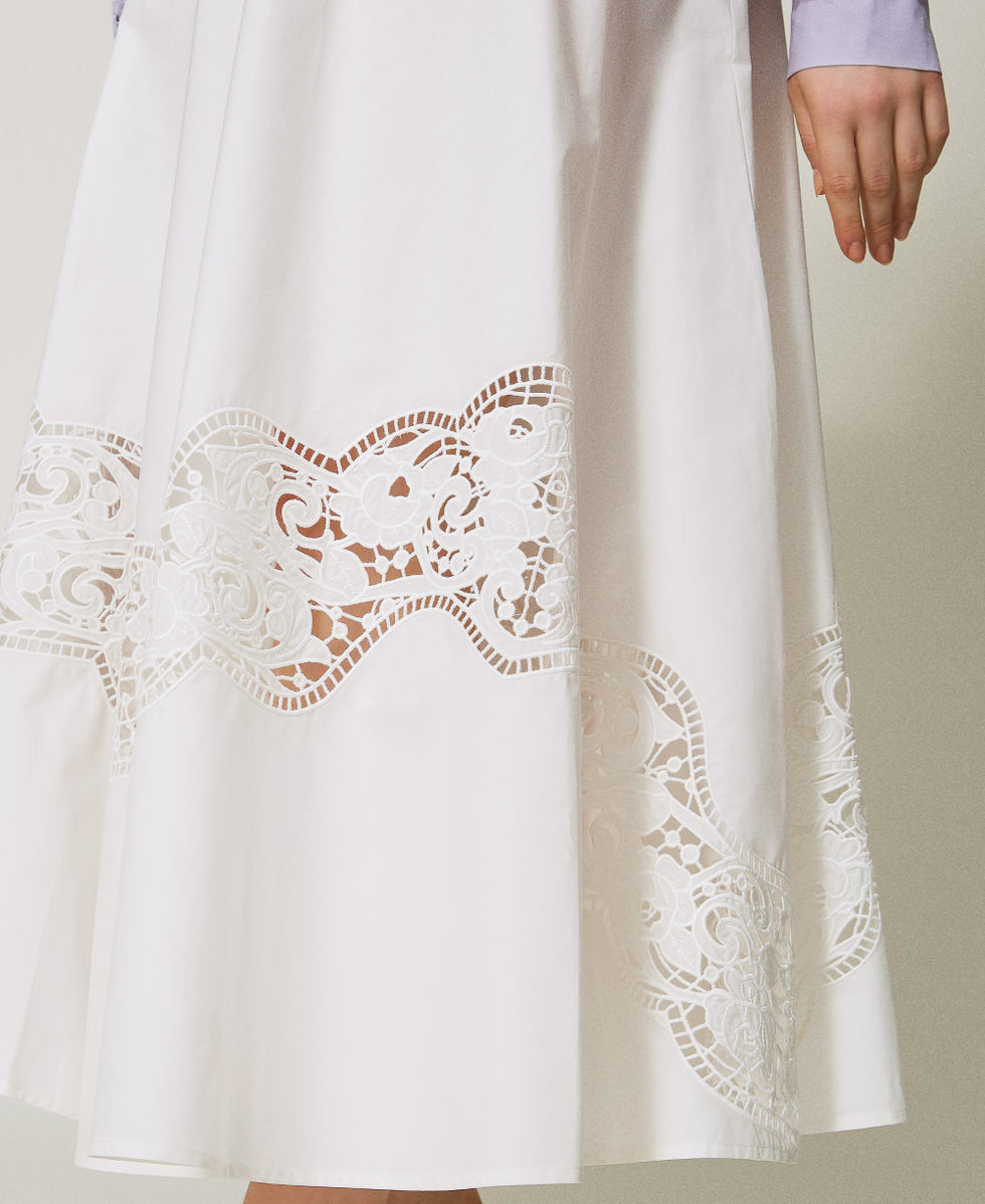 スカート TWINSET SS25 Sangallo skirt (251TT2332 00282) Long skirt in broderie anglaise poplin Woman, White