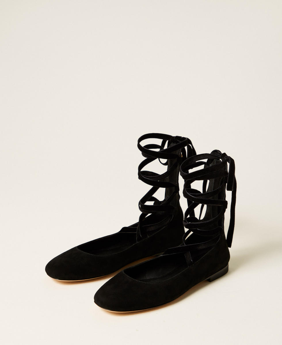 Ballerine in pelle scamosciata Nero Donna 252TST010_00006_02