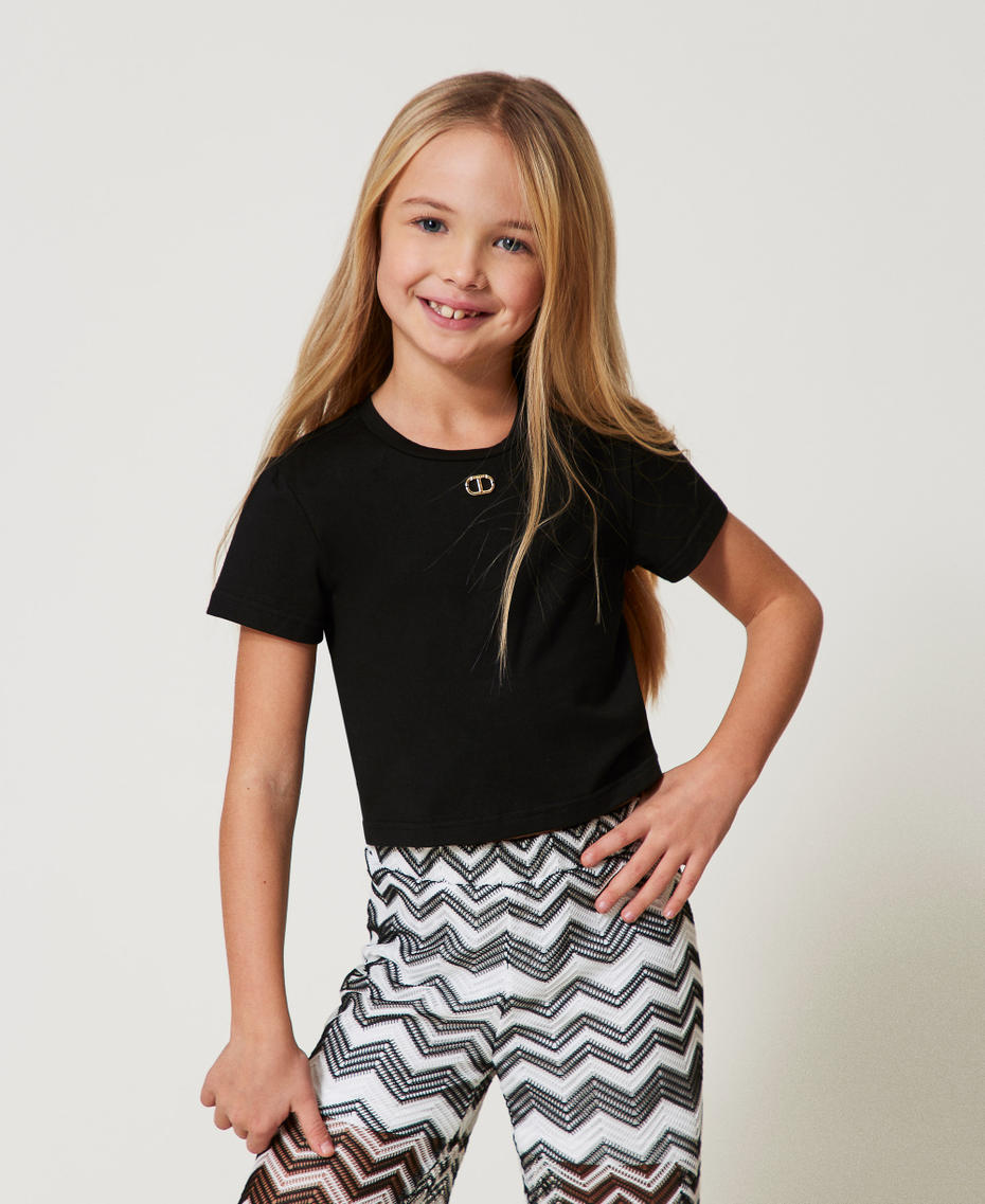 T-shirt with Oval T and cut-out Black Girl 251GJ2481_00006_01