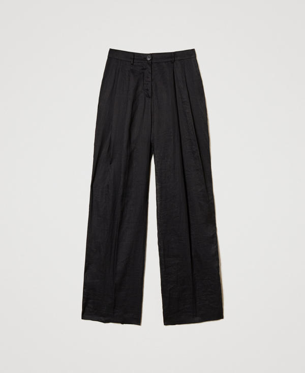 Pantaloni in rami&egrave; con pieghe