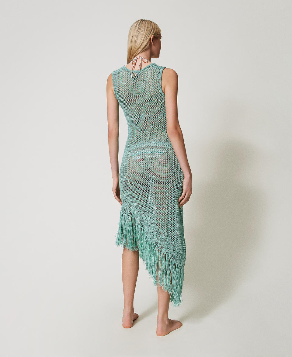 Long mesh knit dress Green Marine Woman 251LM3ABB_12361_03