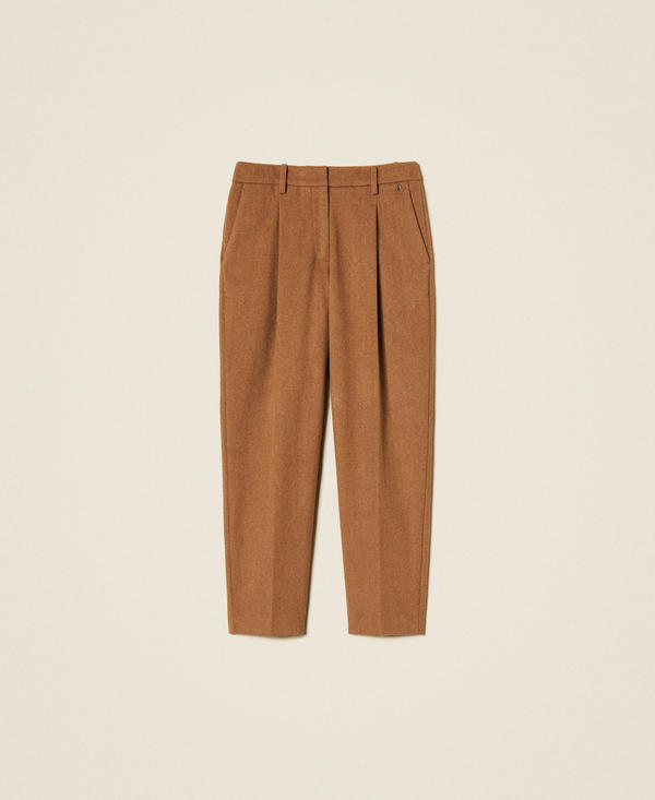 Pantaloni in misto lana chevron