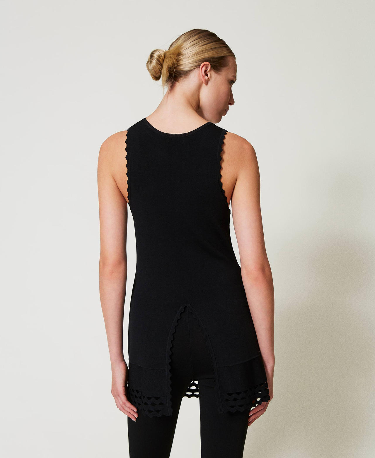 Dual-use knit top with openwork detail Black Woman 251TP3054_00006_03