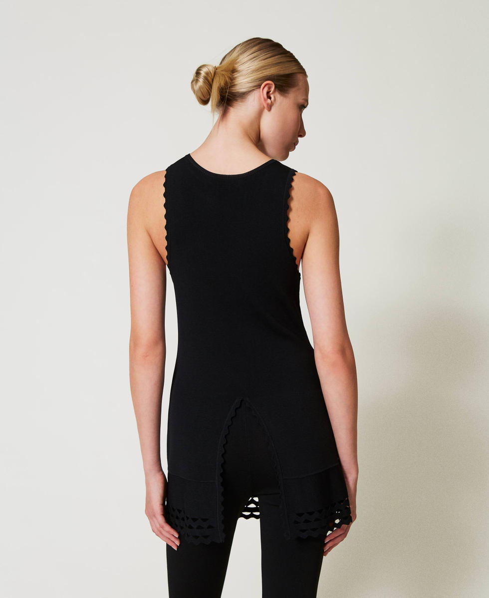 Top de doble uso de punto con calados Negro Mujer 251TP3054_00006_03