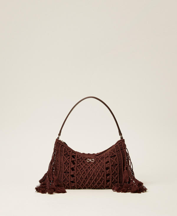 Borsa hobo in crochet con frange