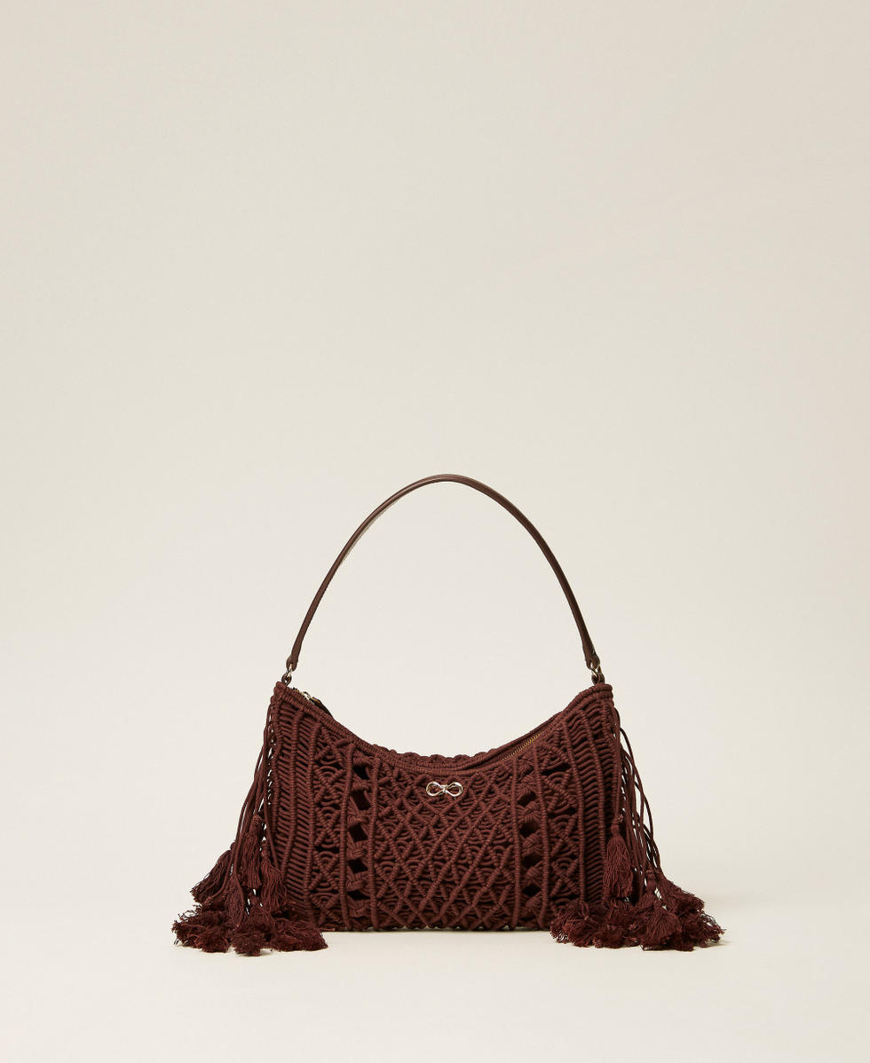 Crochet hobo bag with fringes