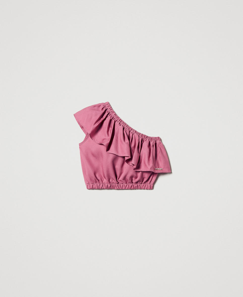Top asym&eacute;trique avec volant Rose "Flamingo" Fille 251GJ2463_00868_S0