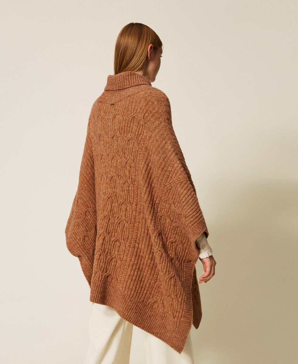 Rib knit cape Camel Melange Woman 252LL3HBB_12813_04