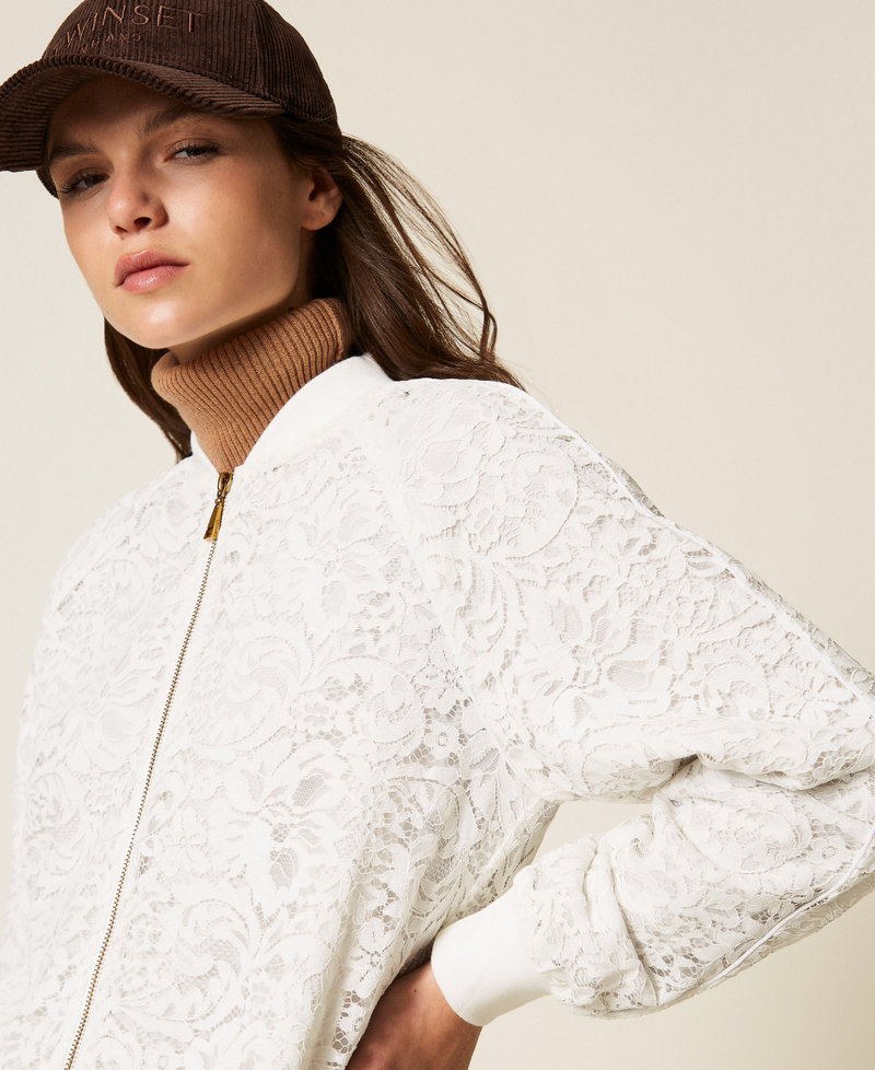 Lace sweatshirt with zip Off White Woman 252LL2JAA_00526_PD