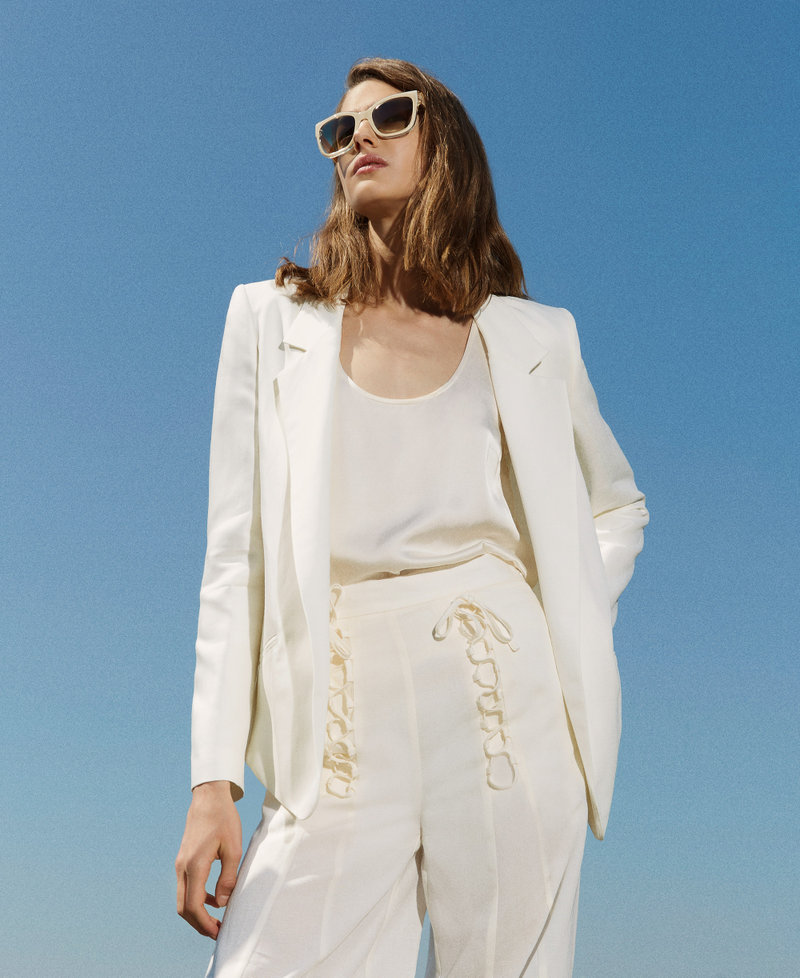 Blazer with rounded bottom hem Sugar White Woman 251TT2300_00632_PC