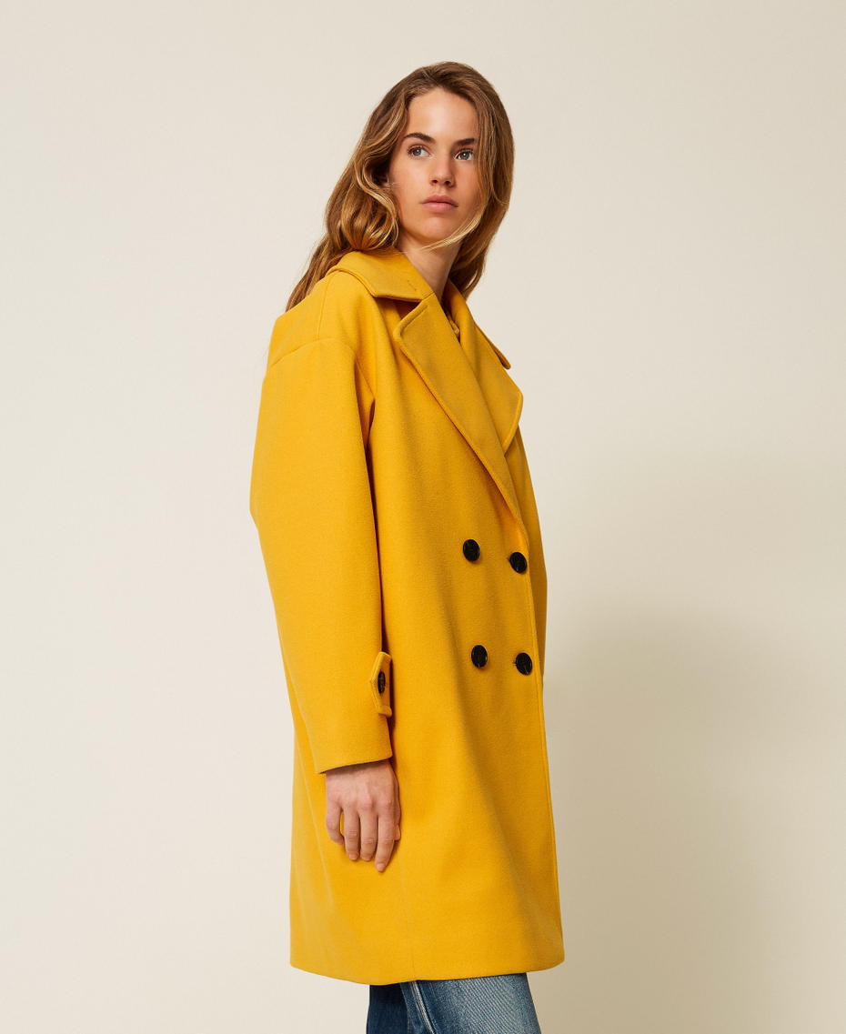 Manteau crois&eacute; en drap Mangue Femme 252AP2072_12580_02