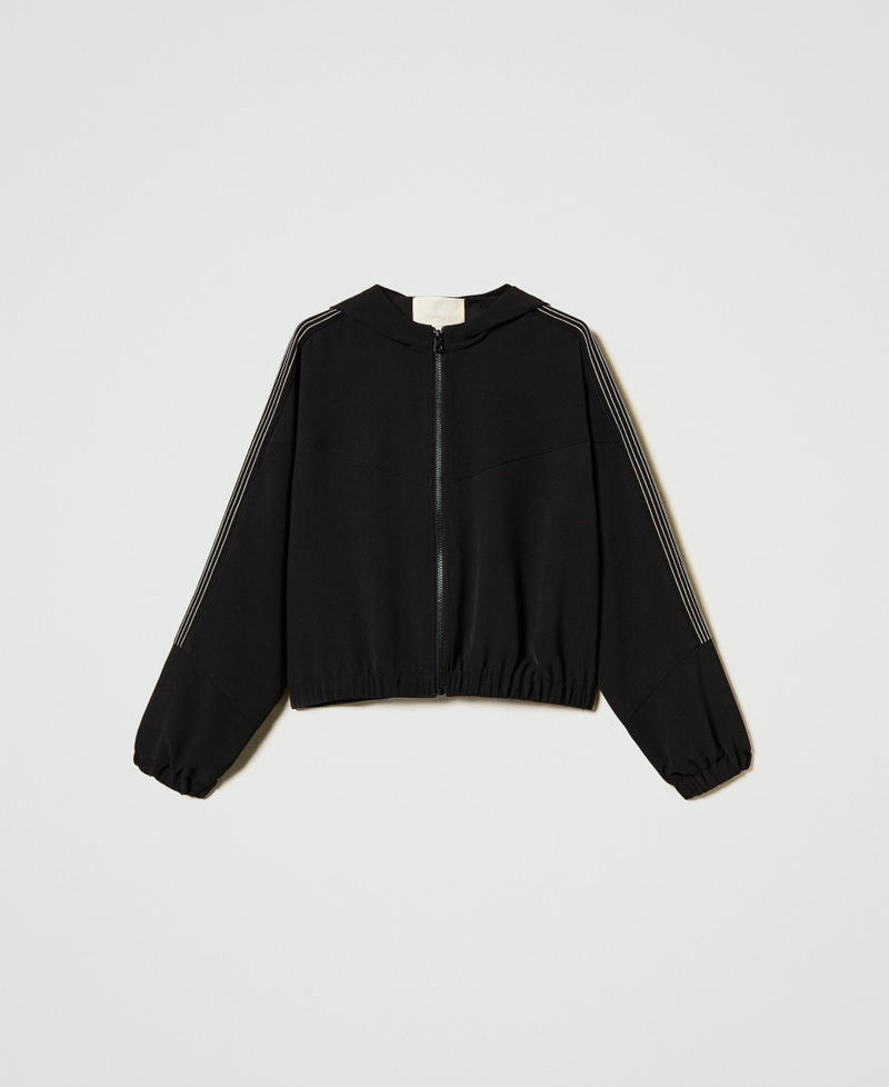 Cr&ecirc;pe jacket with embroidery Black/Snow Embroidery Woman 251TE2161_12285_S0