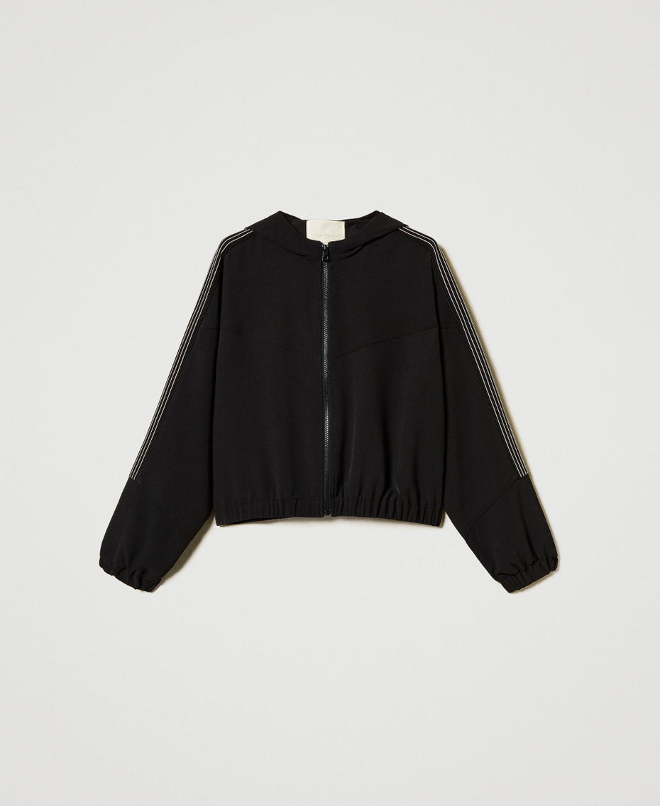 Cr&ecirc;pe jacket with embroidery Black/Snow Embroidery Woman 251TE2161_12285_S0