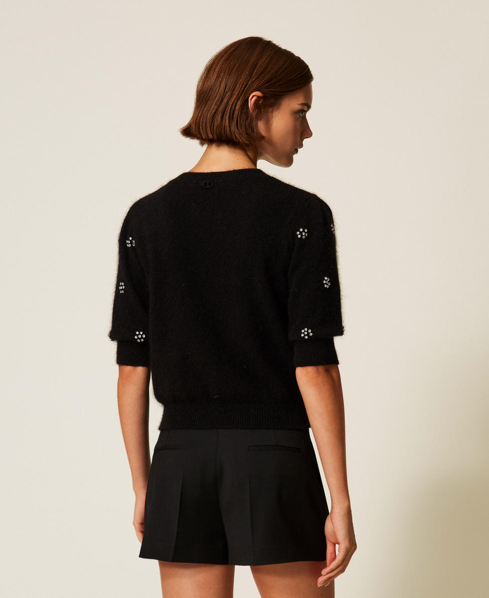 Angora blend jumper with embroidery Black Woman 252TT3181_00006_03