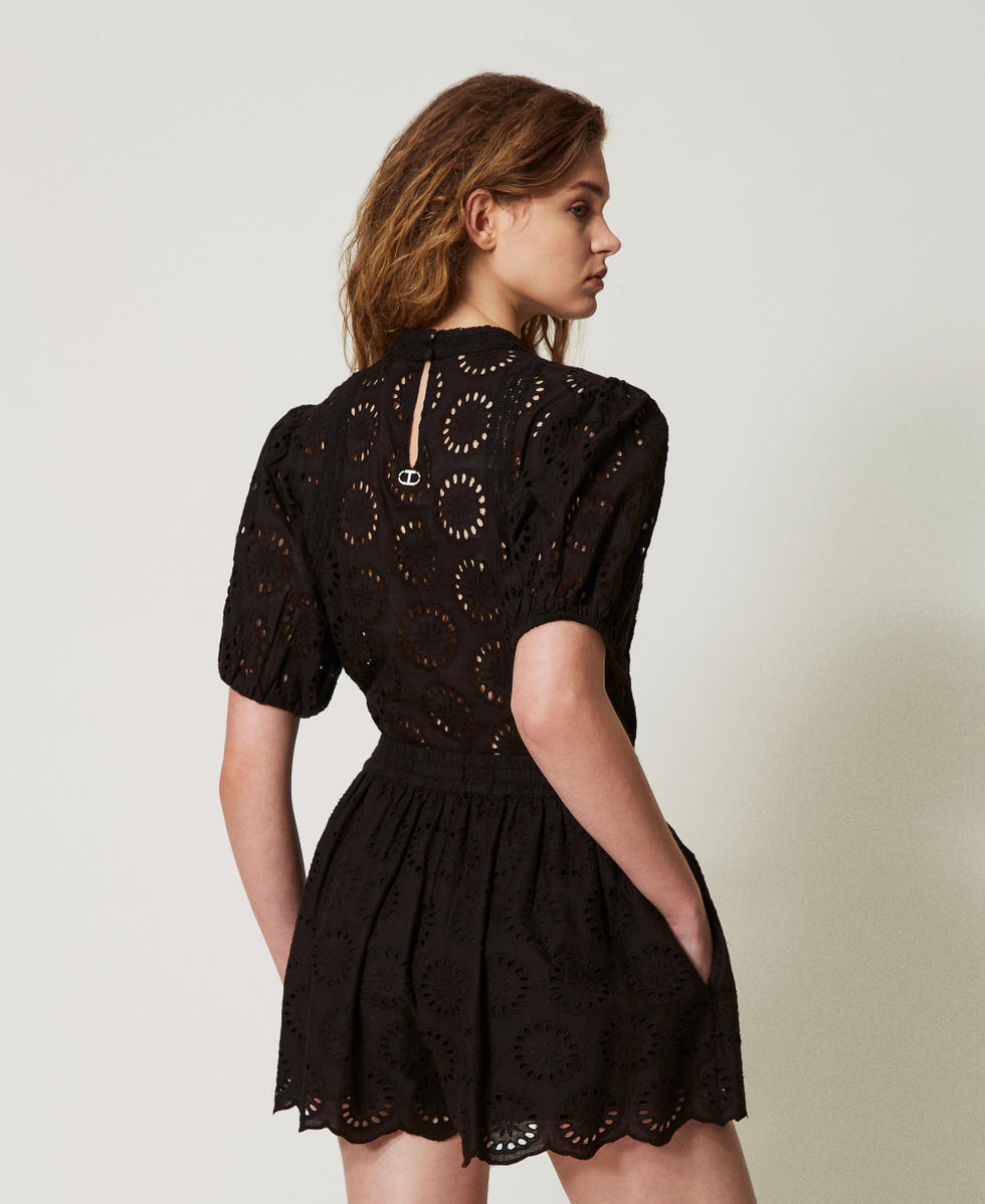 Blouse bustier avec broderie anglaise Noir Femme 251TT2366_00006_03