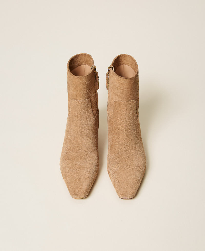 Stivaletti in suede a stampa cocco Stampa Cocco Nougat Donna 262TGT082_14033_04