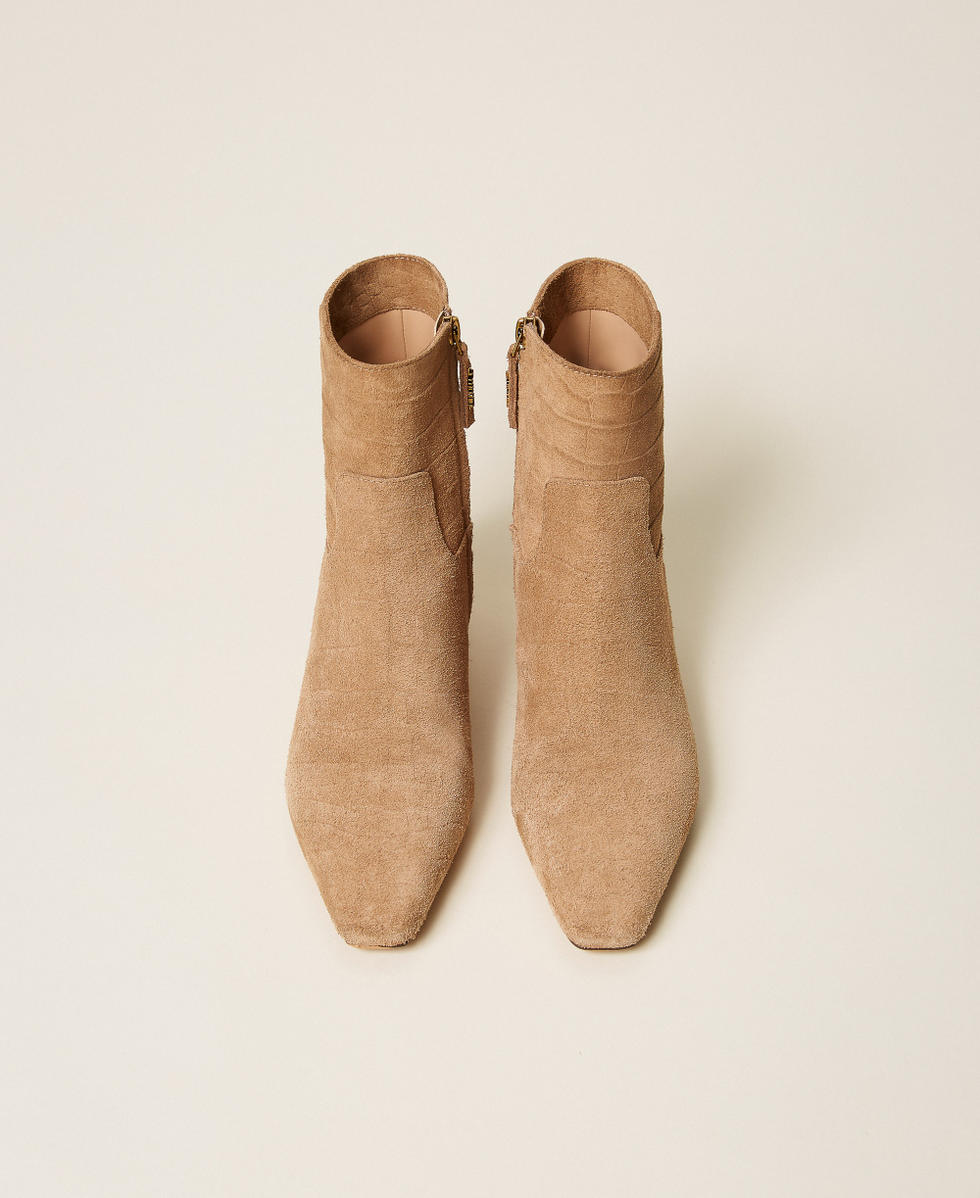 Stivaletti in suede a stampa cocco Stampa Cocco Nougat Donna 262TGT082_14033_04