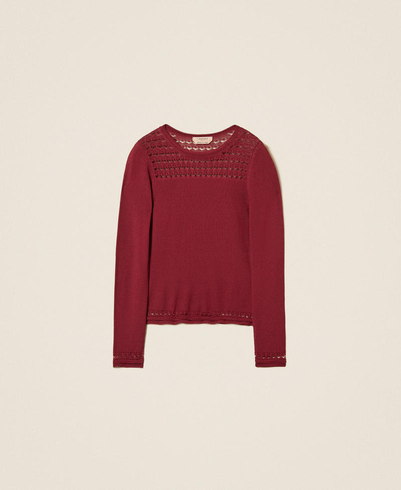 Pull ras-du-cou avec torsades Bordeaux Femme 262TP3Q21_00020_S0