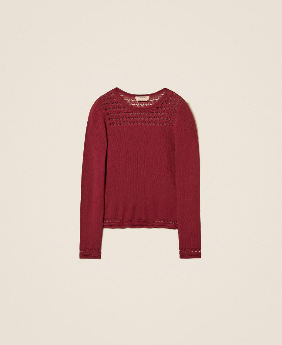 Pull ras-du-cou avec torsades Bordeaux Femme 262TP3Q21_00020_S0