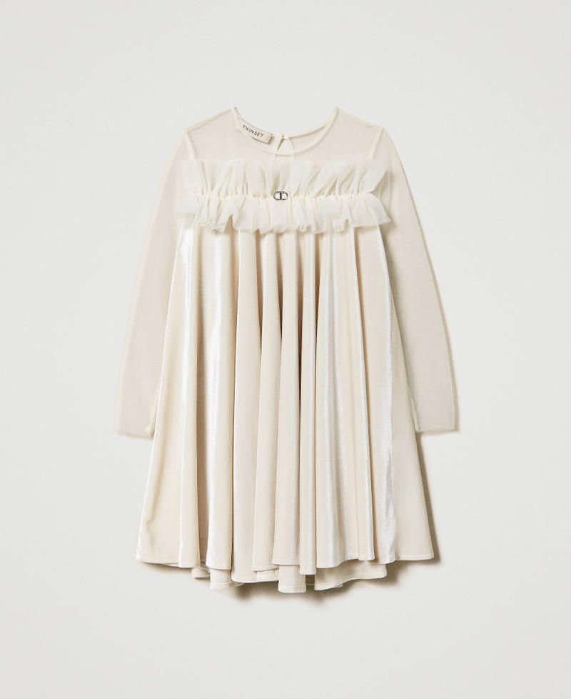 Chenille and tulle short dress Off White Girl 242GJ2101_00526_0S