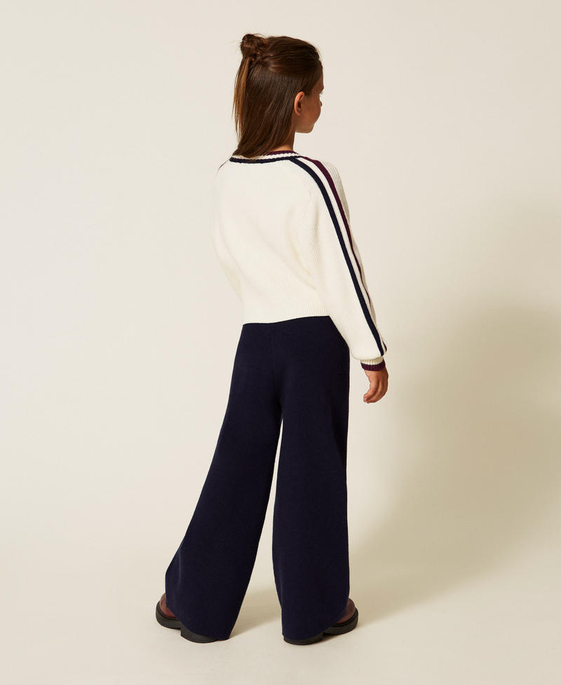 Strickhose mit zweifarbigen Streifen Klassisches Blau Mädchen 252GJ3031_11956_03
