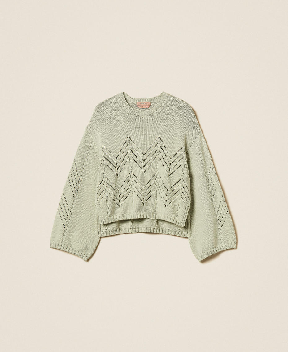 Pullover aus Wollmischung im Chevron-Dessin Sage Frau 262TP3191_13618_S0