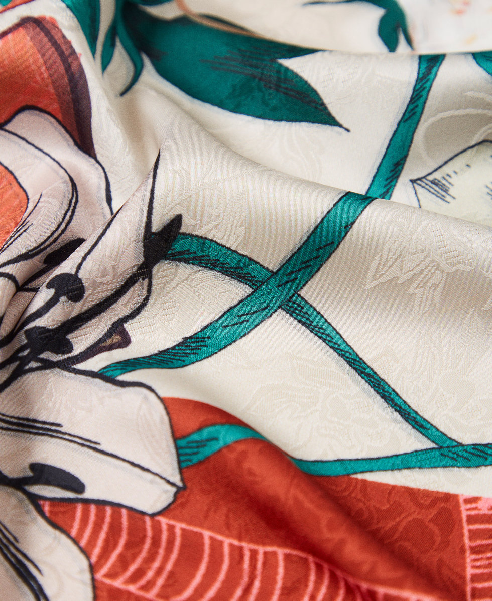 Floral print jacquard keffiyeh Multicolour Canyonland Flowers Print Woman 251TA4510_12271_02