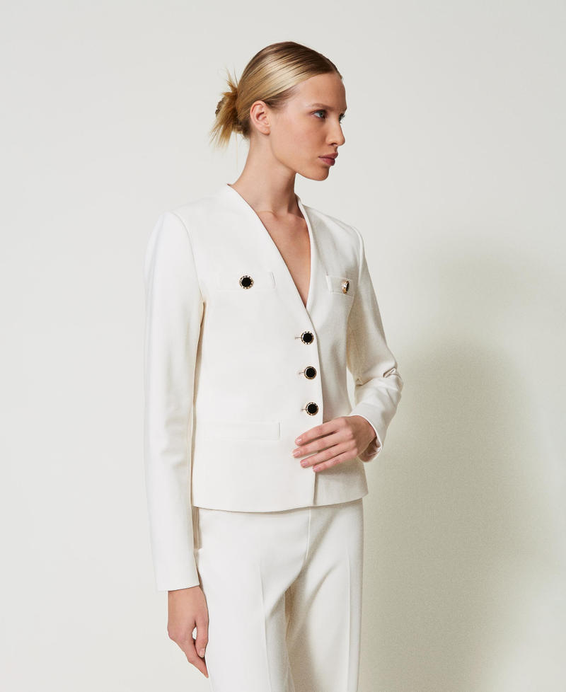 Blazer with jewel buttons Mother Of Pearl Woman 251TP2131_00059_02
