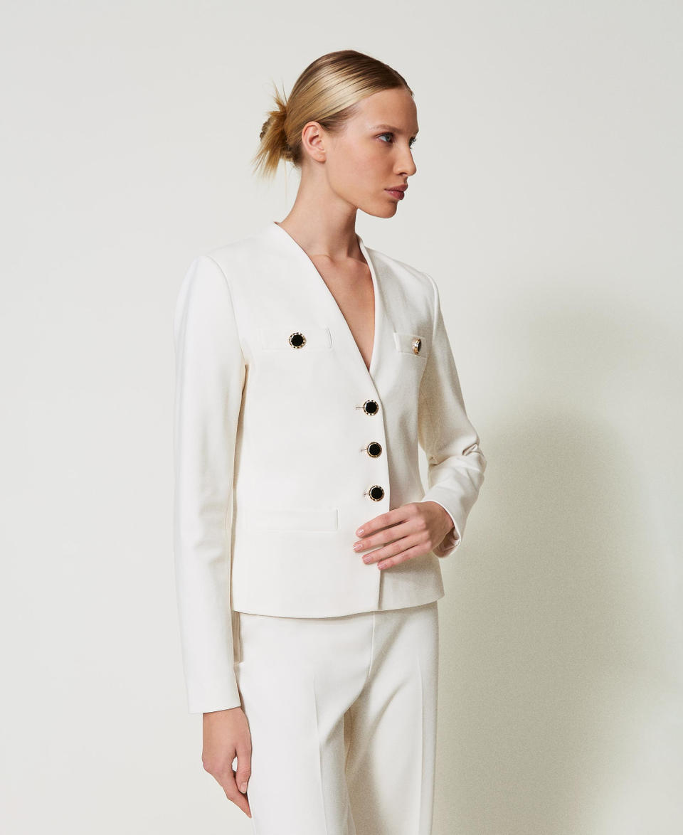 Blazer with jewel buttons Mother Of Pearl Woman 251TP2131_00059_02