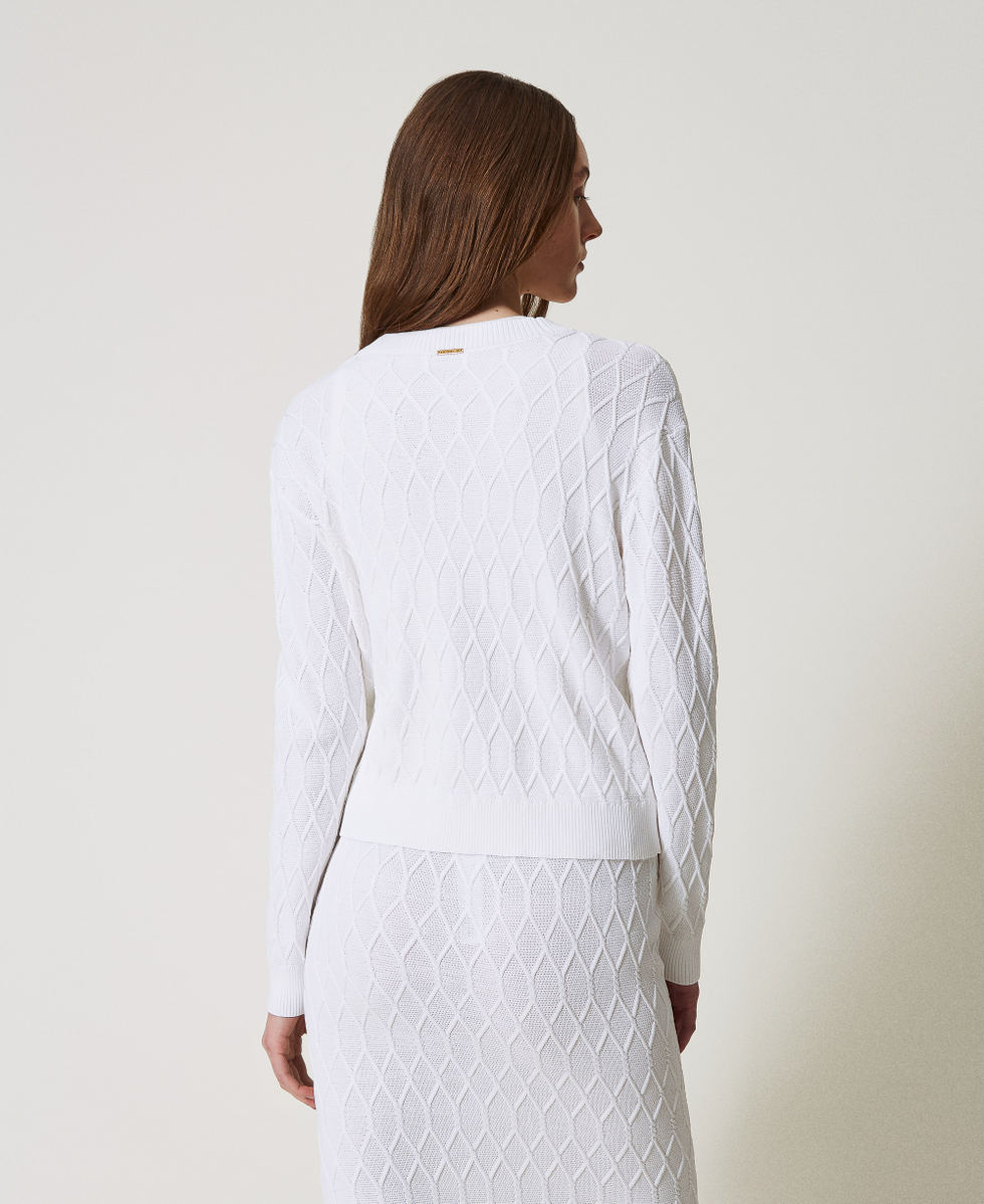 Cardigan en maille avec losanges White Cloud Femme 251LL3HBB_12105_03