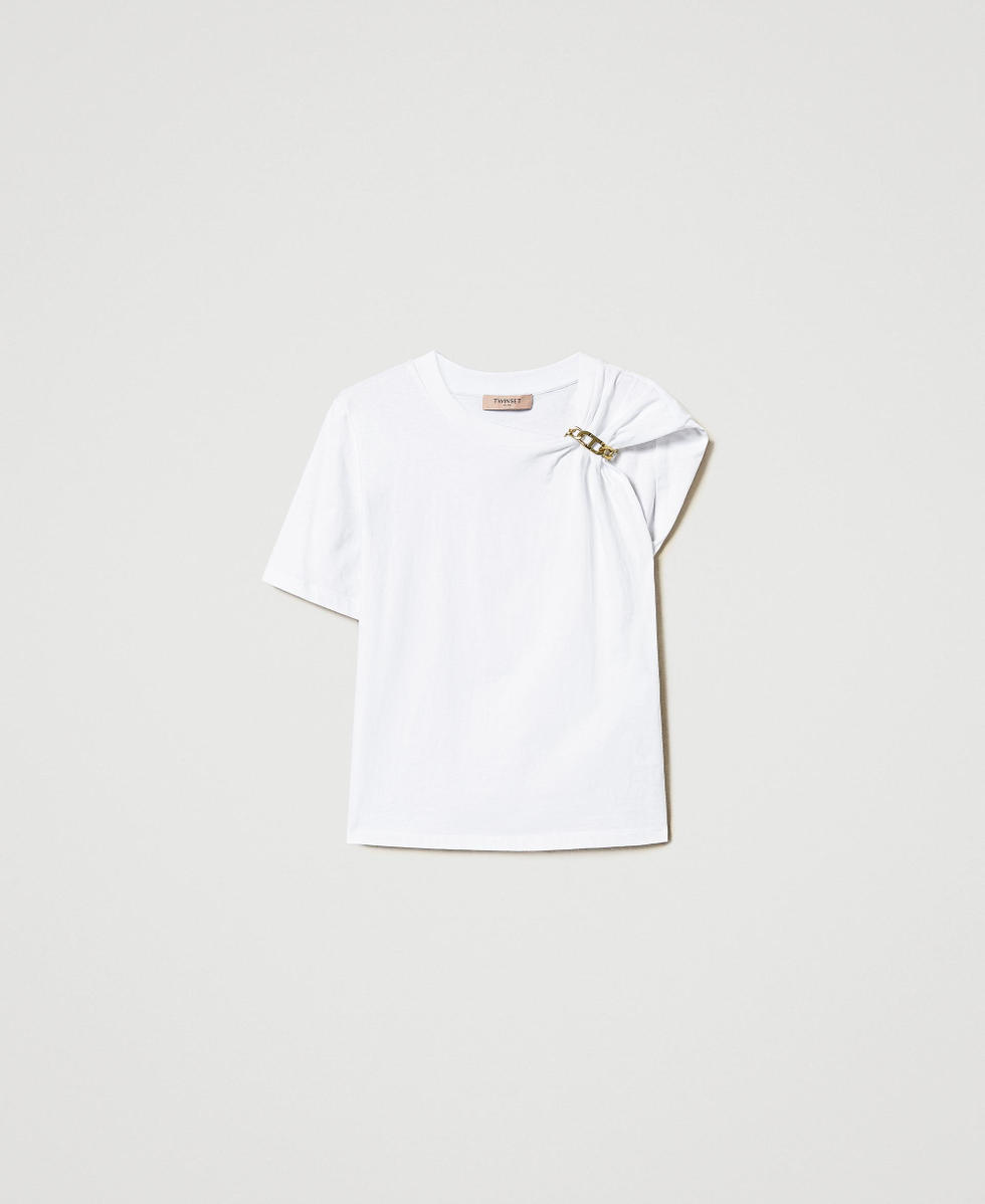 T-shirt avec cha&icirc;ne Oval T Blanc Femme 251TP2640_00001_S0