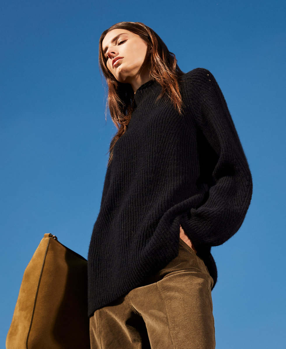 Maglia a lupetto in misto lana con Oval T