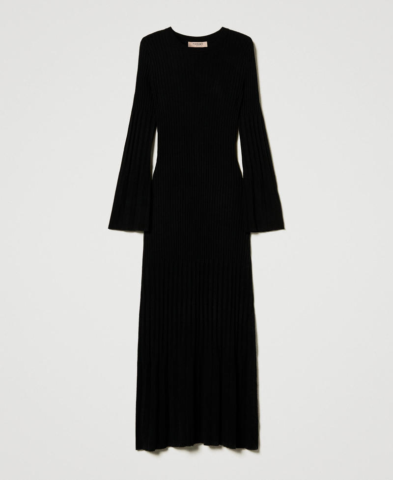 Maxi-Strickkleid mit Rippenmuster und Cut-out