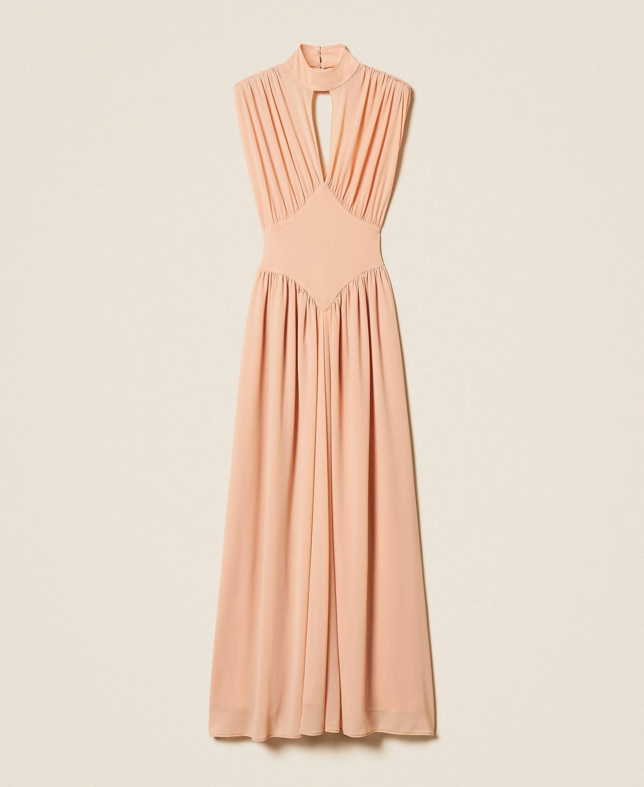 Full length dress with gathering "Candy Peach" Pink Woman 261TP2601_00867_S0
