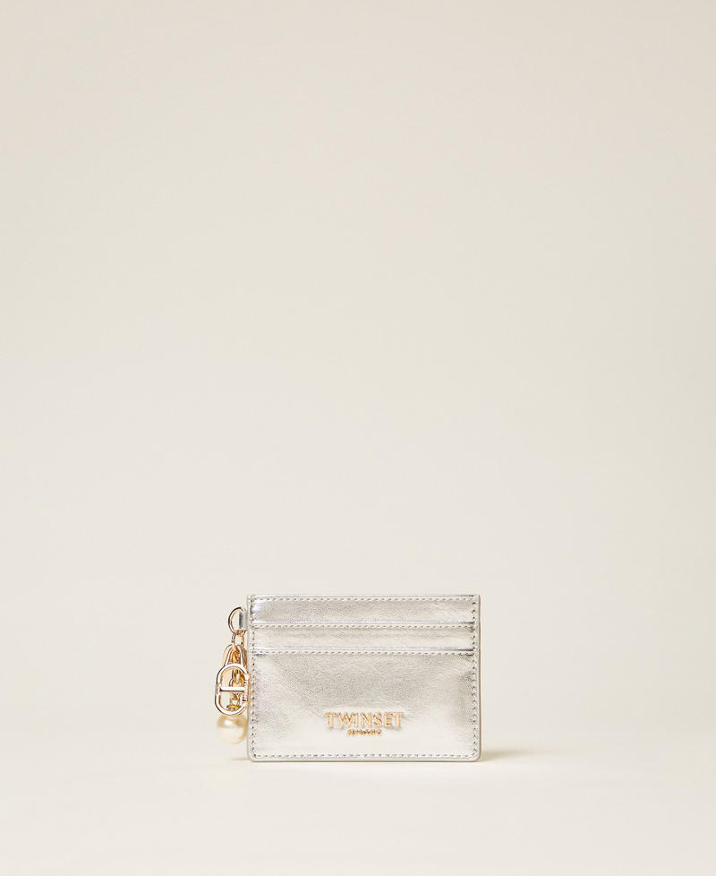 Card holder with branded charms Silver Woman 252TL8021_00995_01