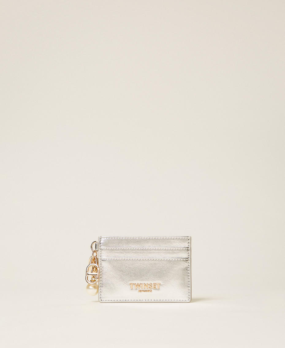 Card holder with branded charms Silver Woman 252TL8021_00995_01