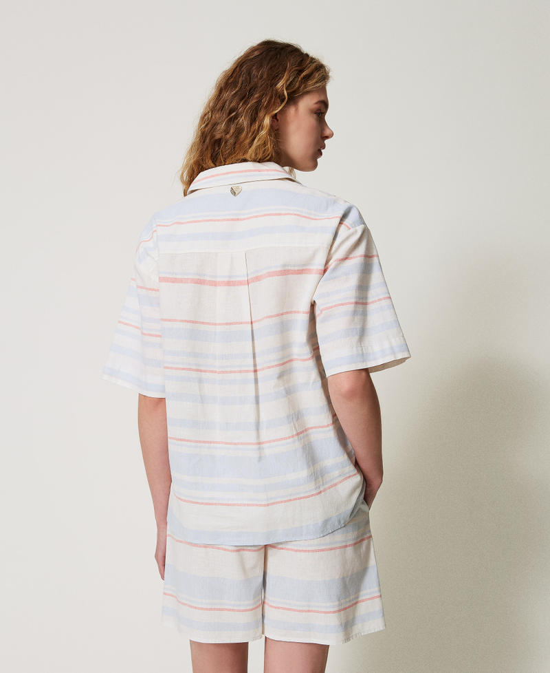 Camicia in misto lino a righe Riga Sugar / Coral Sunset / Blue Topaz Donna 251LM2LAA_12378_03