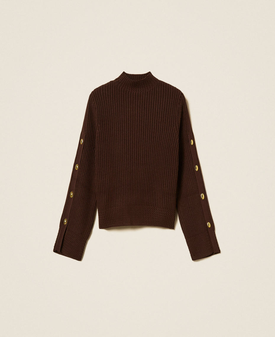 Jumper with metal buttons Darkness Brown Woman 262TP3170_13411_S0